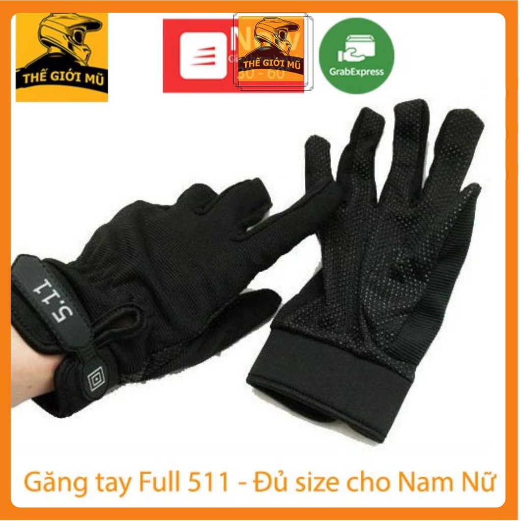 Găng tay 511 full ngón - Găng 511 dài ngón đi xe máy chống nắng đủ size màu đen