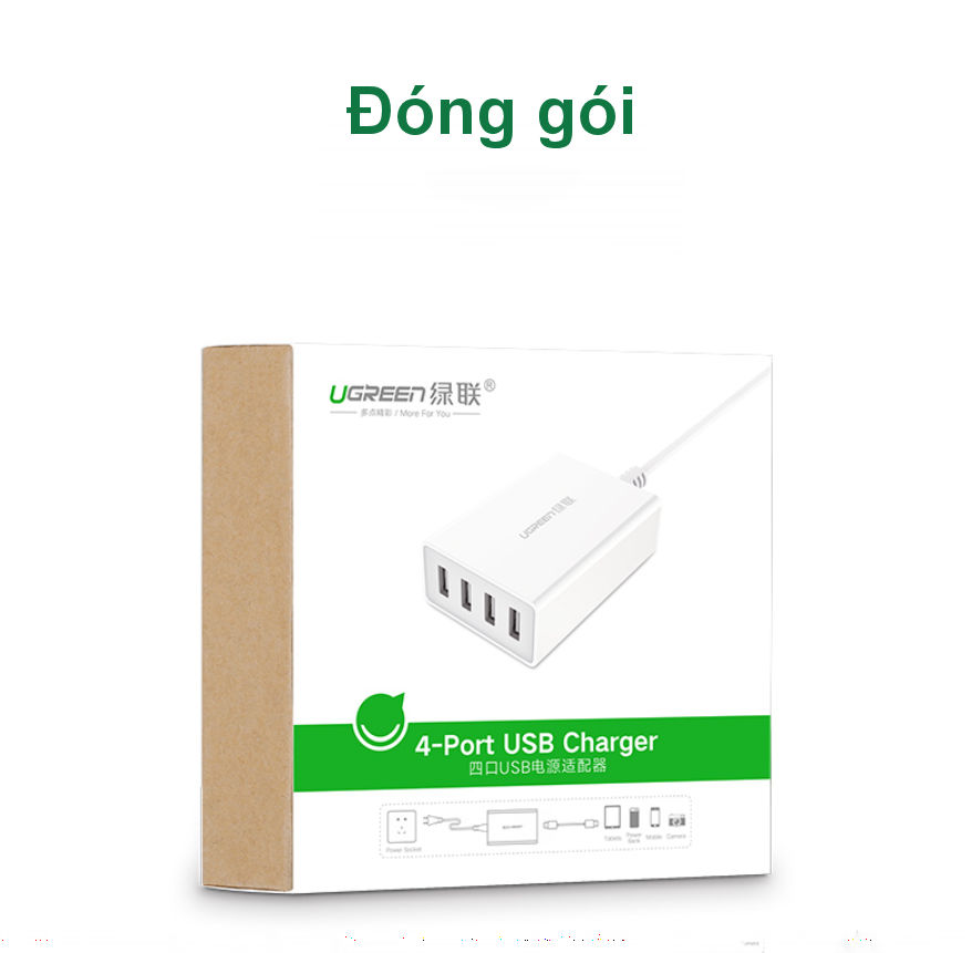 Trạm sạc 4 cổng USB, hỗ trợ sạc nhanh QC/FCP UGREEN CD102 Trạm sạc 4 cổng USB, hỗ trợ sạc nhanh QC/FCP UGREEN CD102