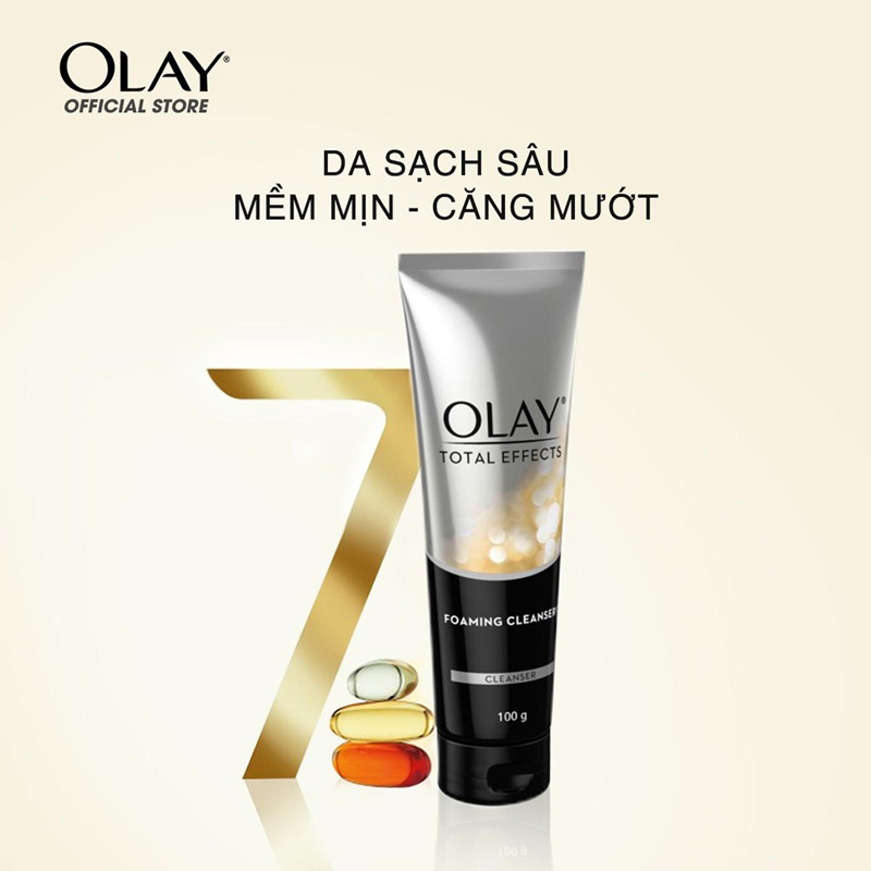 Sữa rửa mặt olay tạo bọt ngăn ngừa lão hoá da 100g total effects 7 in 1 foaming cleanser