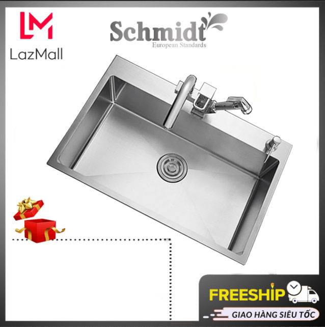 Chậu Rửa Chén Bát Schimdt 6045 Inox 304 Đúc 1 Hố , Bon Rua Chen Nguyên Đúc 60x45x23, Thiết Kế Kiểu Dáng Sang Trọng Hiện Đại - Hàng Chính Hãng
