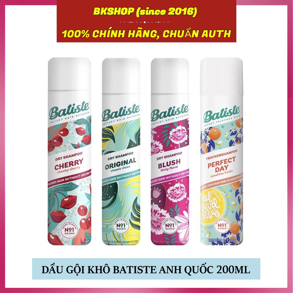 Dầu gội đầu khô batiste dry shampoo - xịt tóc khô bồng bềnh tức thì