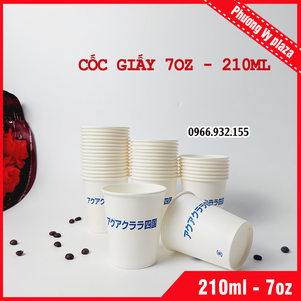 50 ly giấy 210ml - 7oz chữ nhật cốc giấy nhập khẩu hàn quốc