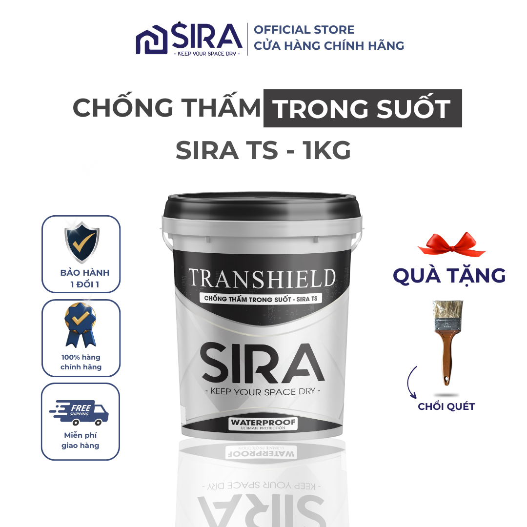 Keo Chống Thấm Trong Suốt Sira Trọng Lượng 1KG, Chống Thấm Nền Gạch, Mạch Sàn Nhà, Nhà Vệ Sinh, Cửa Gỗ, Gỗ Công Nghiệp