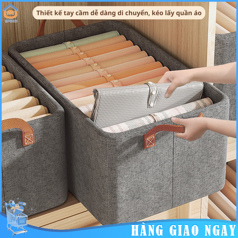 Bán Chạy Hộp đựng xếp quần áo có khung kế gấp gọn tiện lợi giúp tiết kiệm không gian nhà vải hộp đựng quần áo chia ngăngiữ quần áo gọn gàng