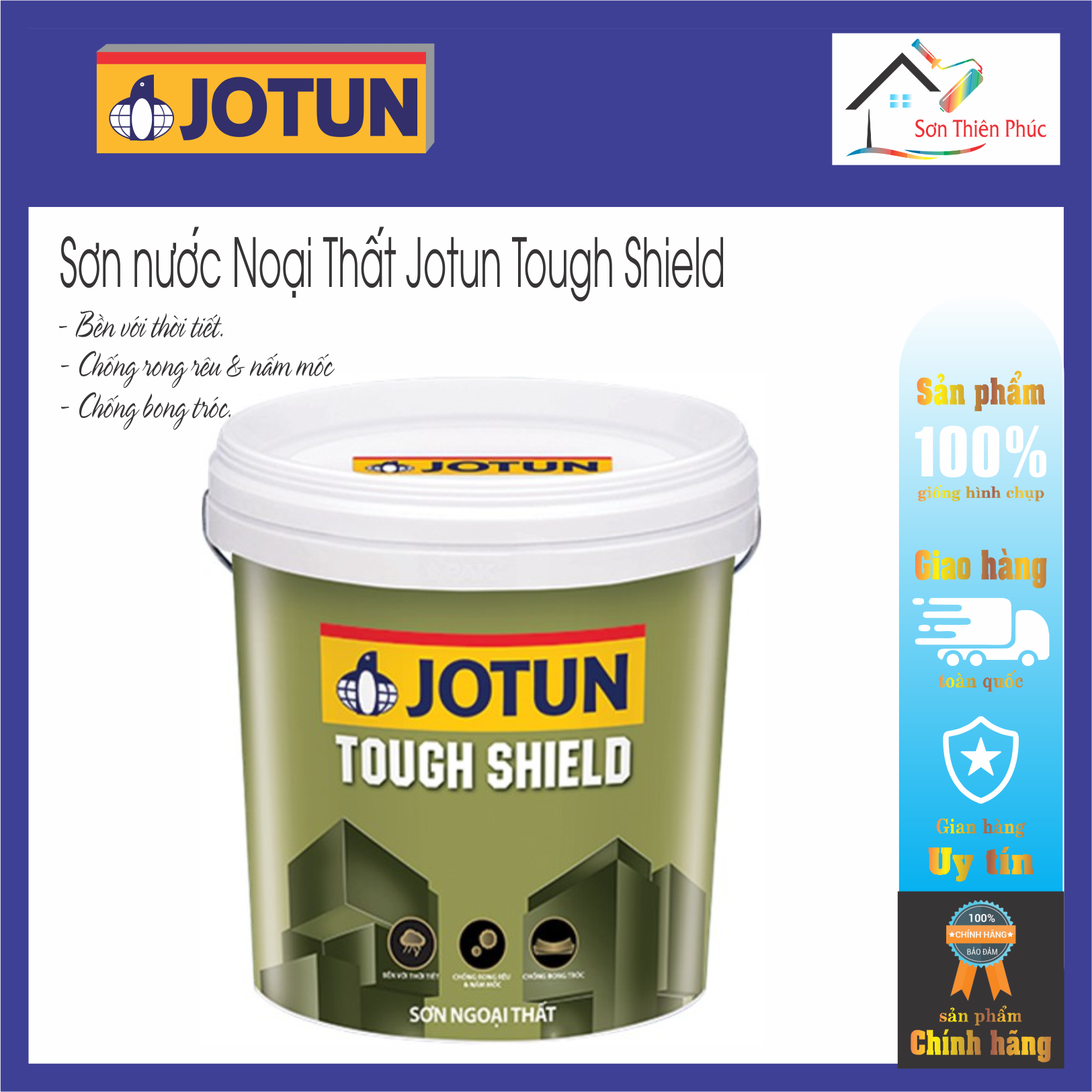 Sơn nước Noại Thất Jotun Tough Shield . luôn sạch và ngăn ngừa rong rêu &amp; nấm mốc phát triển.