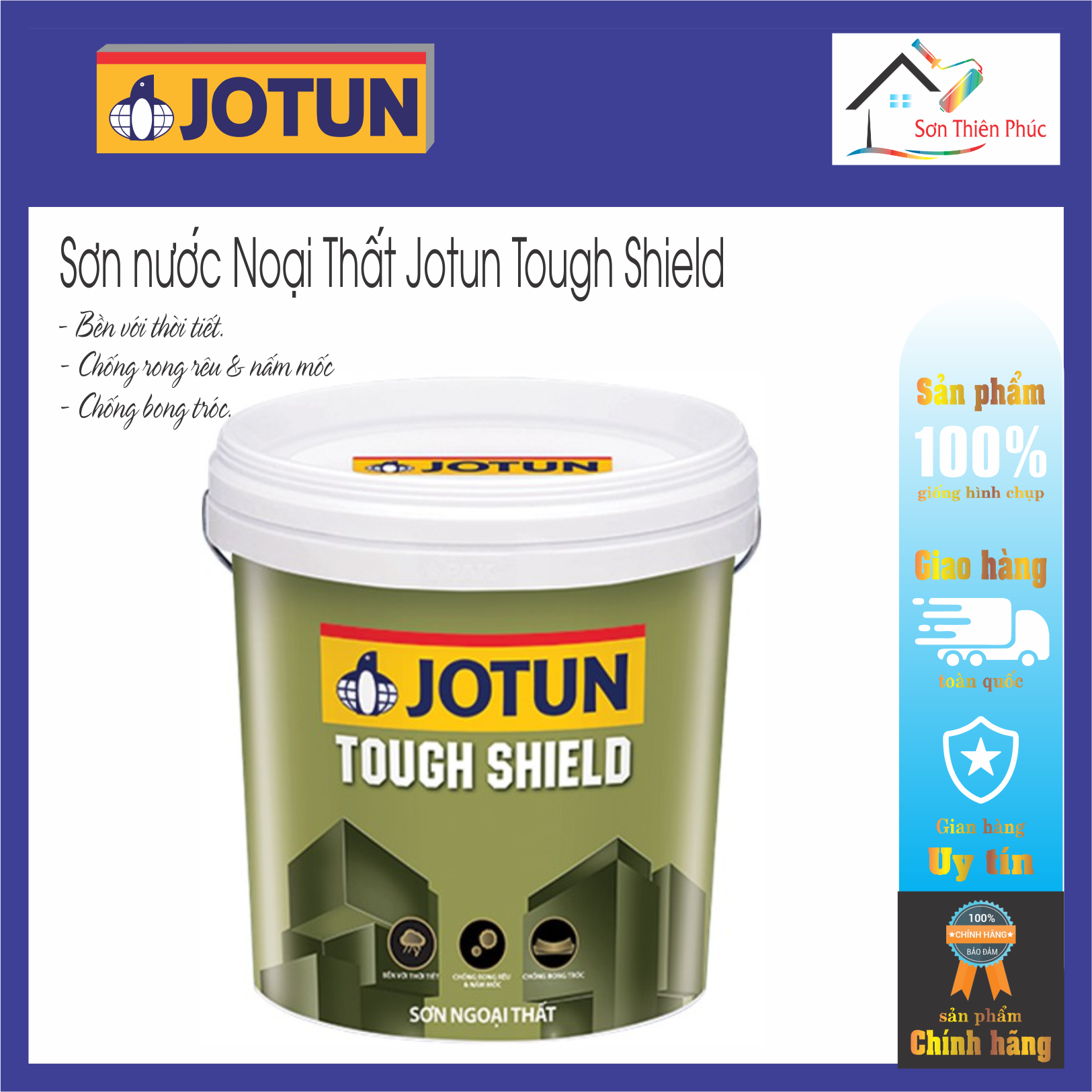 Sơn nước Noại Thất Jotun Tough Shield . Bền với thời tiết. Chống rong rêu & nấm mốc