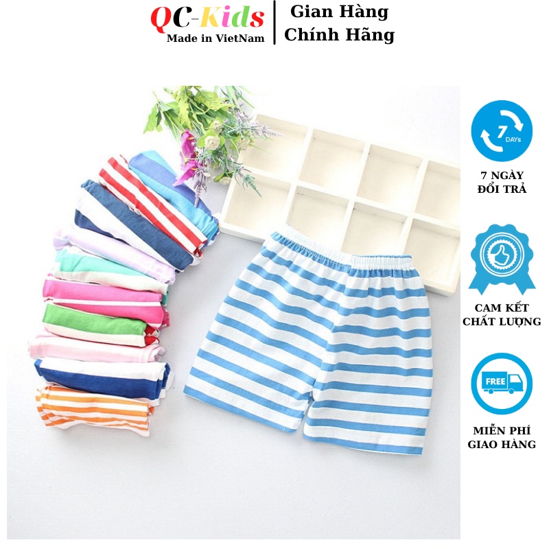 Combo 10 chiếc quần đùi chục kẻ chất liệu cotton thoáng mát cho bé trai và bé gái từ 5-18kg