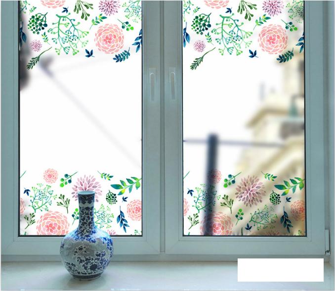 [HCM]Decal Dán Kính Cao Cấp - Viên hoa sắc màu ( 60x116 )-DK1018