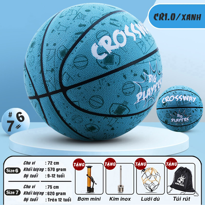 Bóng Rổ CrossWay Size Số 7 Da PU Cao Cấp Chính Hãng Tiêu Chuẩn Thi Đấu Phù Hợp Sân Bóng Rổ Ngoài Trời Outdoor & Trong Nhà Indoor