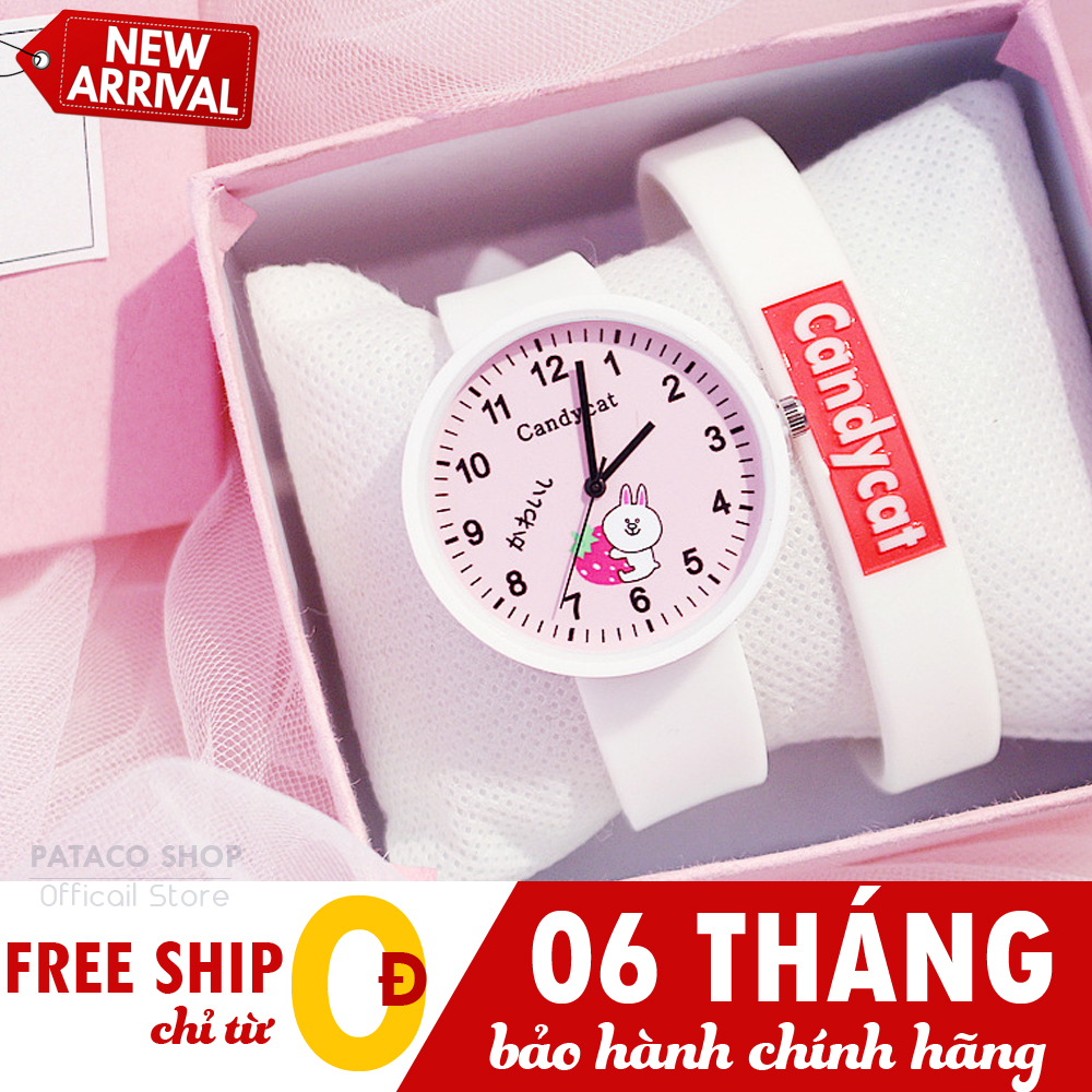 Đồng hồ thời trang nam nữ Candycat hình thỏ bunny xinh xắn C90 dây silicon cực bền chống nước nhẹ 6 tháng bảo hành