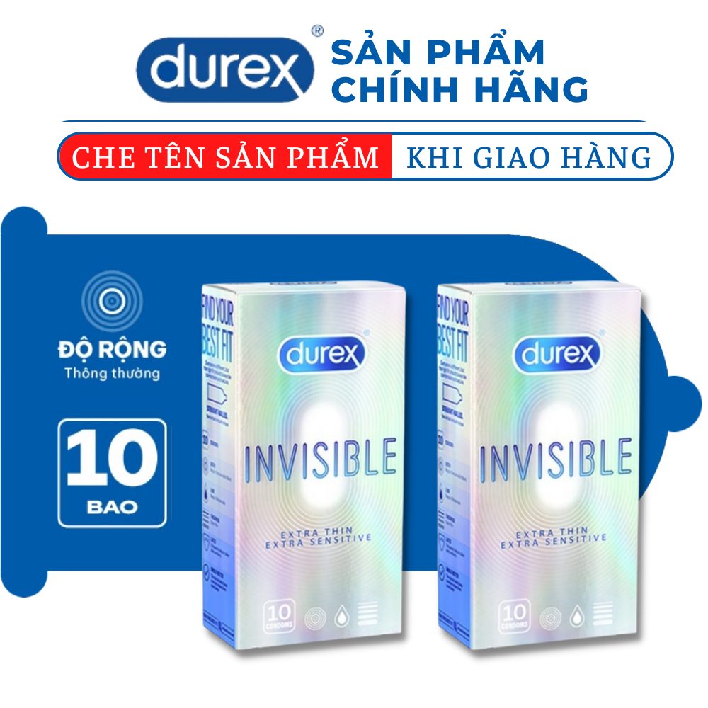 Bao cao su Durex nam chính hãng Invisible Extra Thin cực siêu mỏng