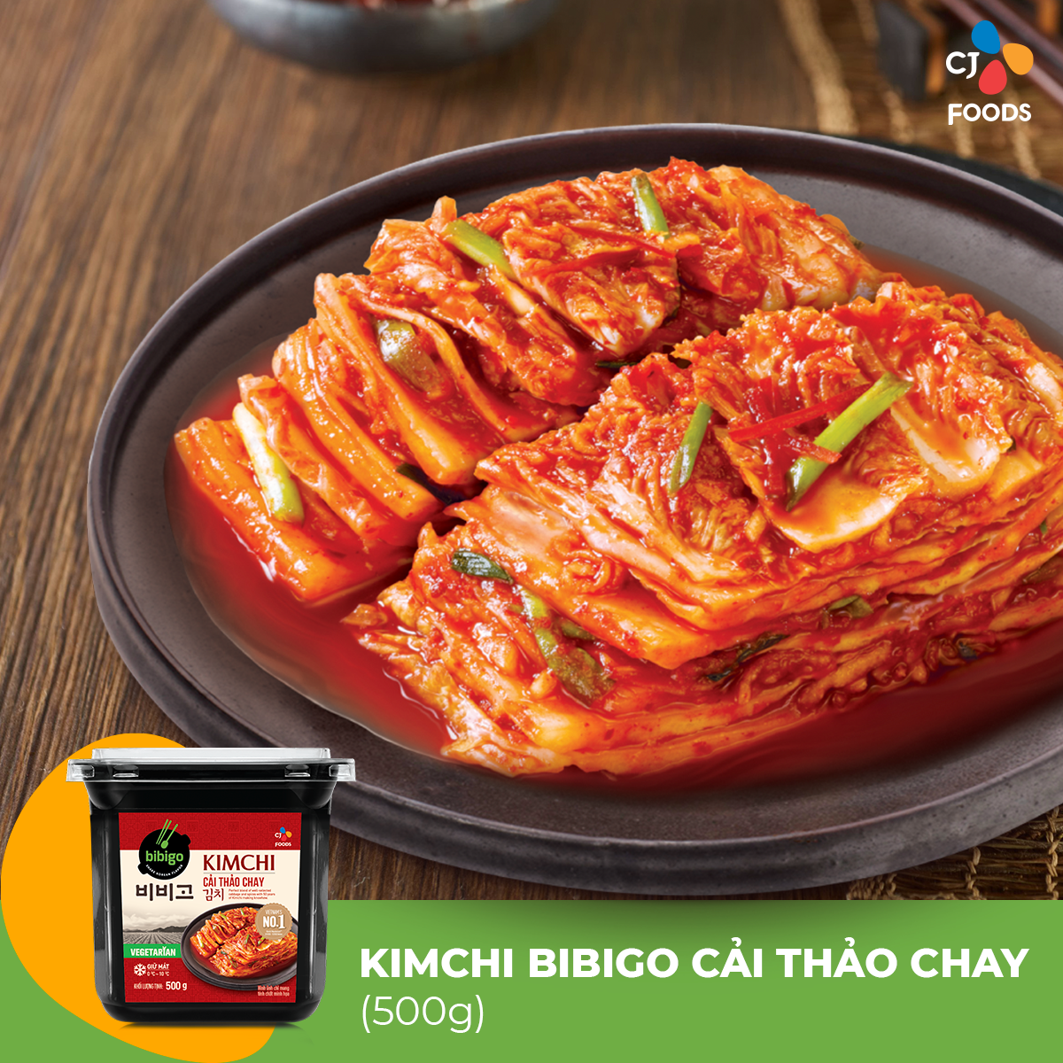 [HCM & HN] Kim chi Bibigo cải thảo cắt lát hộp 500g (Chay/Mặn/ít cay)