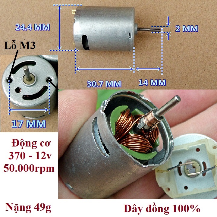 [HCM]Các loại động cơ DC: 370 540 545 775 và phụ kiện chế máy mài máy cắt máy khoan