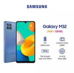 Điện thoại Samsung Galaxy M32 (8GB/128GB) - Hàng chính hãng - New seal - Pin 5000mah - Tương thích sạc nhanh 25W - Đã kích hoạt bảo hành
