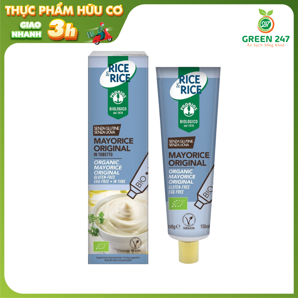 Sốt Mayorice hữu cơ không trứng probios Green247 145g PVN324 chính hãng