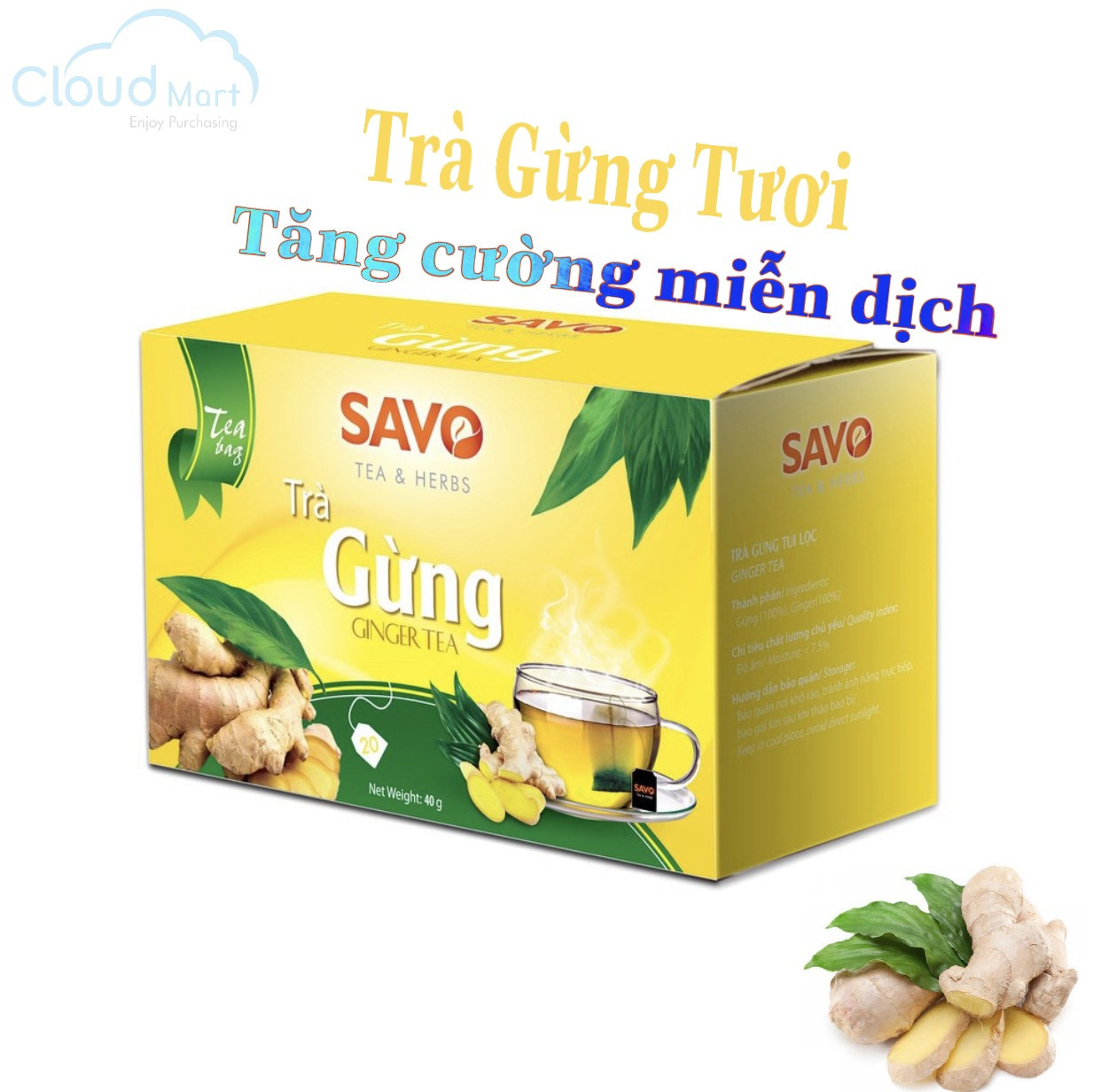 Trà savo gừng - hộp 20 gói x 2g