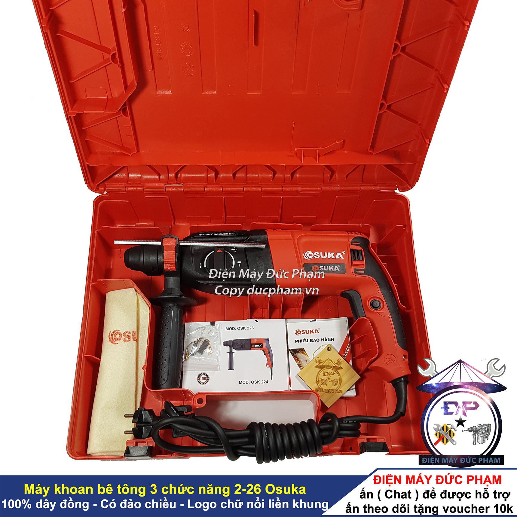 Máy khoan bê tông Osuka 2-26 100% lõi đồng logo chữ nổi