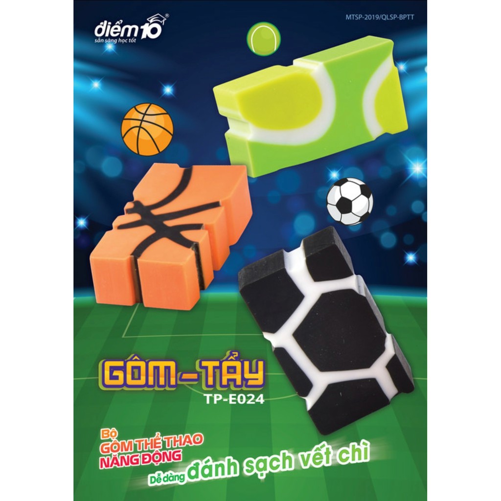 Gôm/tẩy hình bóng đá điểm 10 TP-E024 cam kết hàng đúng mô tả chất lượng đảm bảo không chứa hóa chất độc hại an toàn cho trẻ em