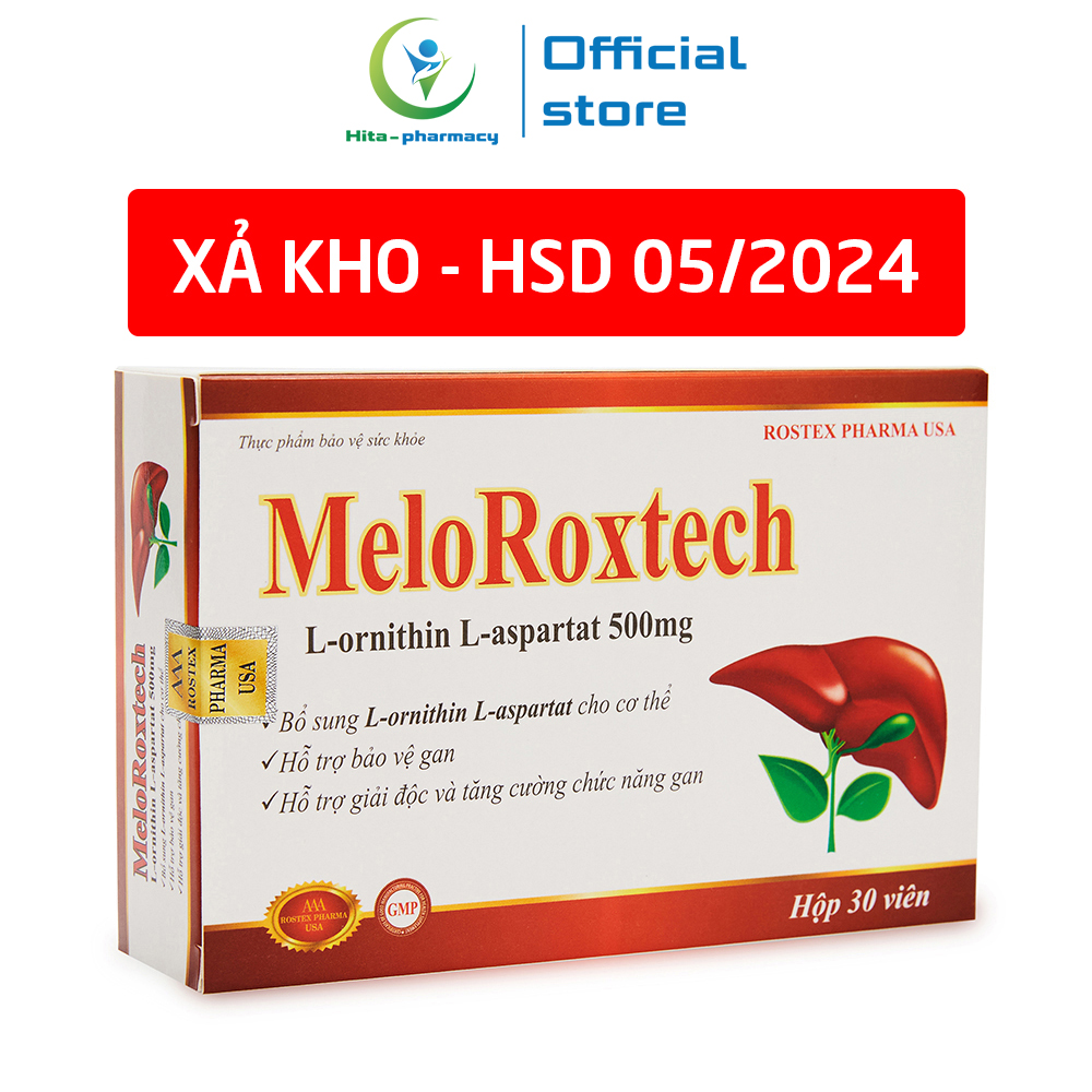 Bổ gan Meloroxtech L-ornithine L-aspartat 500mg giảm xơ gan, men gan
