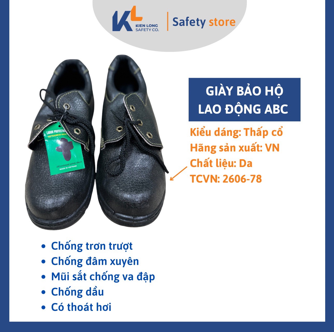Giày bảo hộ lao động - giày ABC đế thép mũi sắt chỉ vàng