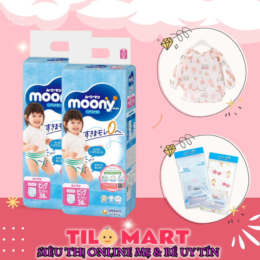 Bỉm quần/ tã quần moony xl38 bé gái