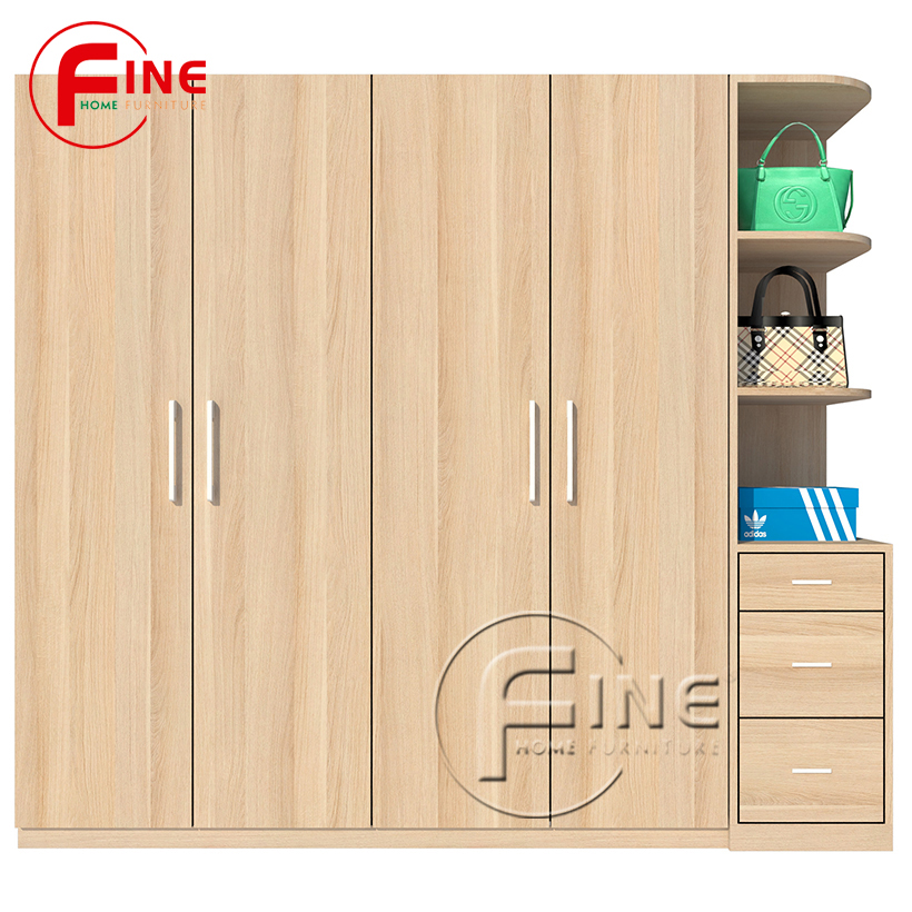 Tủ Quần áo Cao Cấp Sang Trọng FINE FT162 Thiết kế hiện đại, đường nét tinh xảo có ngăn trưng bày túi xách
