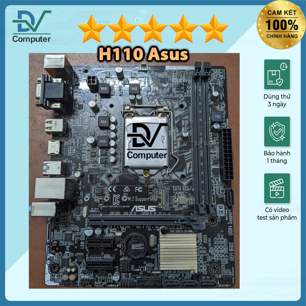 H110 asus đẹp có hdmi khe cắm m2, bh 1 tháng