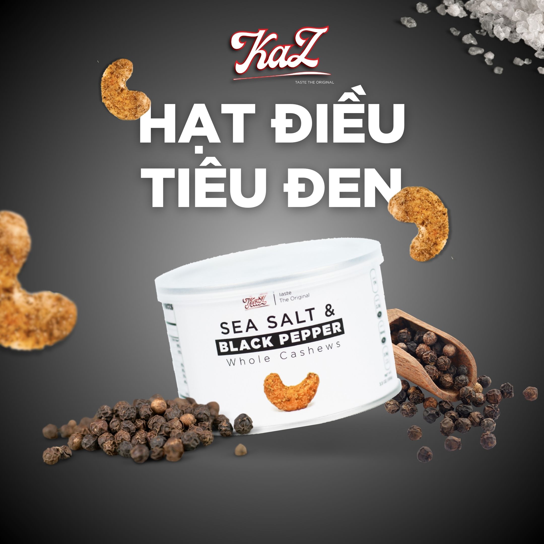 Hạt Điều Tiêu Đen Kaz- Black Pepper Roasted Cashews