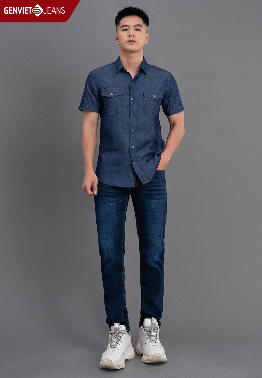 Quần dài jeans nam ống col cơ bản d1103j2220 genviet jeans
