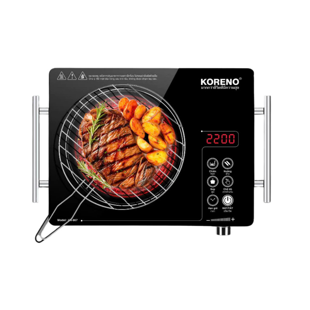 Bếp hồng ngoại Koreno Thái Lan KN-867 công suất 2200W tặng kèm vỉ nướng, bảo hành 12 tháng