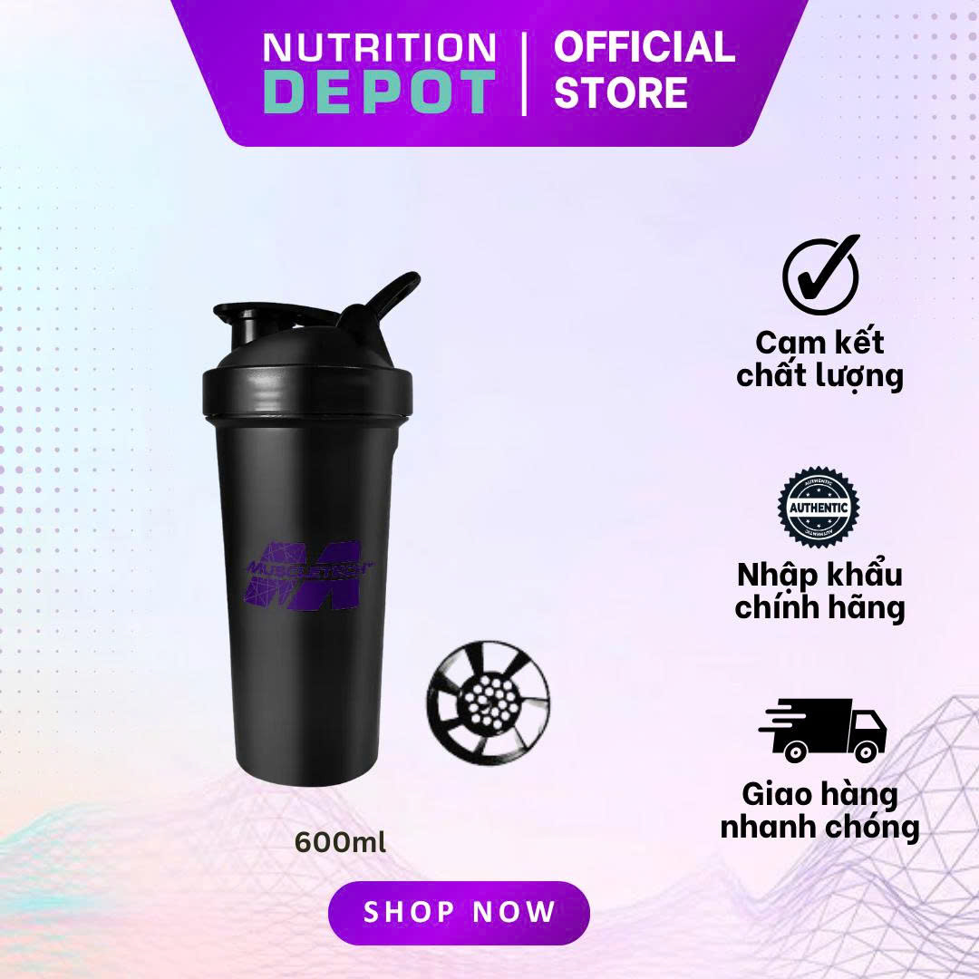  Bình lắc Shaker Muscletech 600ml màu đen hòa tan bột dễ dàng - New Version - Nutrition Depot Vietnam 