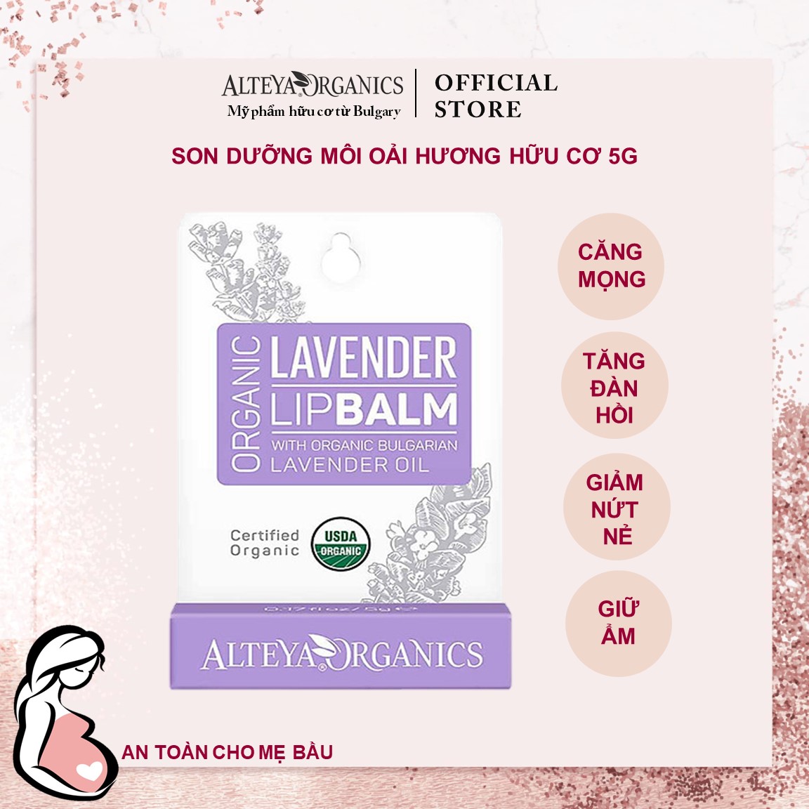 Son Dưỡng Môi Oải Hương Hữu Cơ Alteya Organics Lavender Lip Balm, 5g