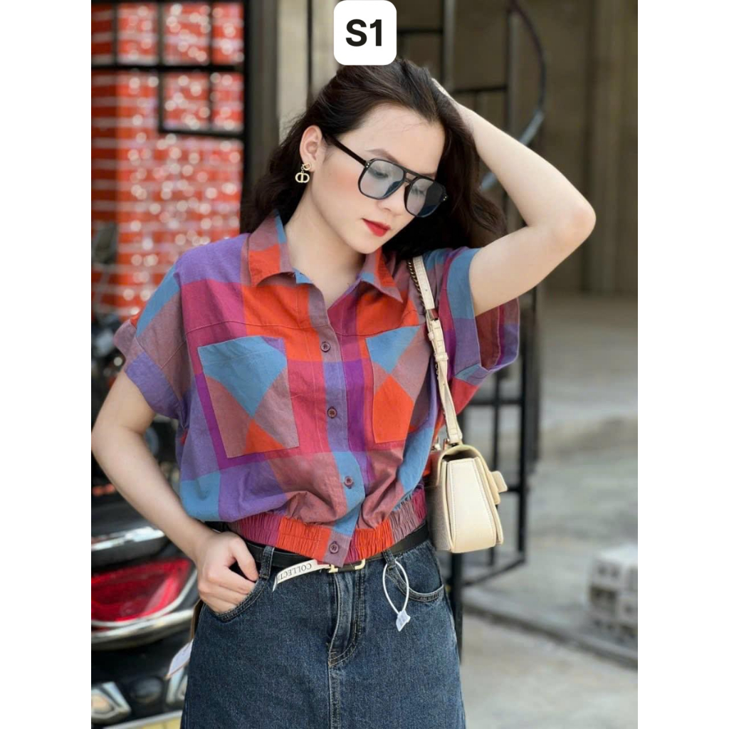 Áo sơ mi phối màu siêu hot