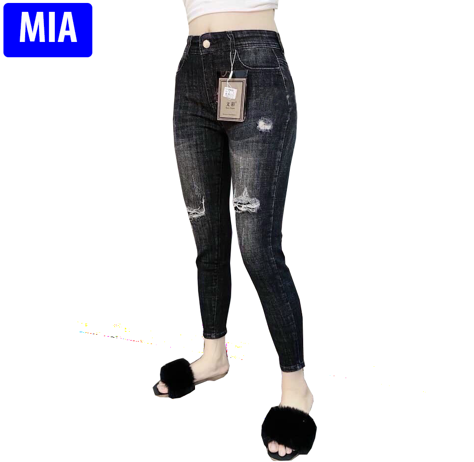 Quần Jean Nữ Lưng Cao Quần Jean Nữ 9 Tấc Quần Jean Nữ Màu Xanh Bạc Trơn Cao Cấp Mi-a Fashion - QJNMIA046