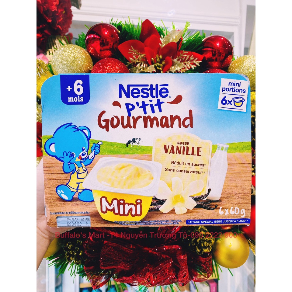 Váng sữa Nestle P'tit Gourmand vị vani 6x60g- Hàng nhập khẩu chính hãng