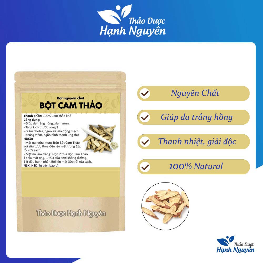 Bột cam thảo nguyên chất 500g - Thảo dược Hạnh Nguyên