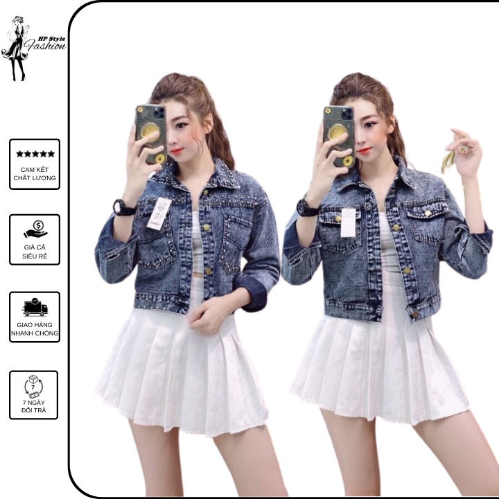 Áo Khoác Bò Nữ Lửng Màu Chuột Cao Cấp Thời Trang Hot Girl