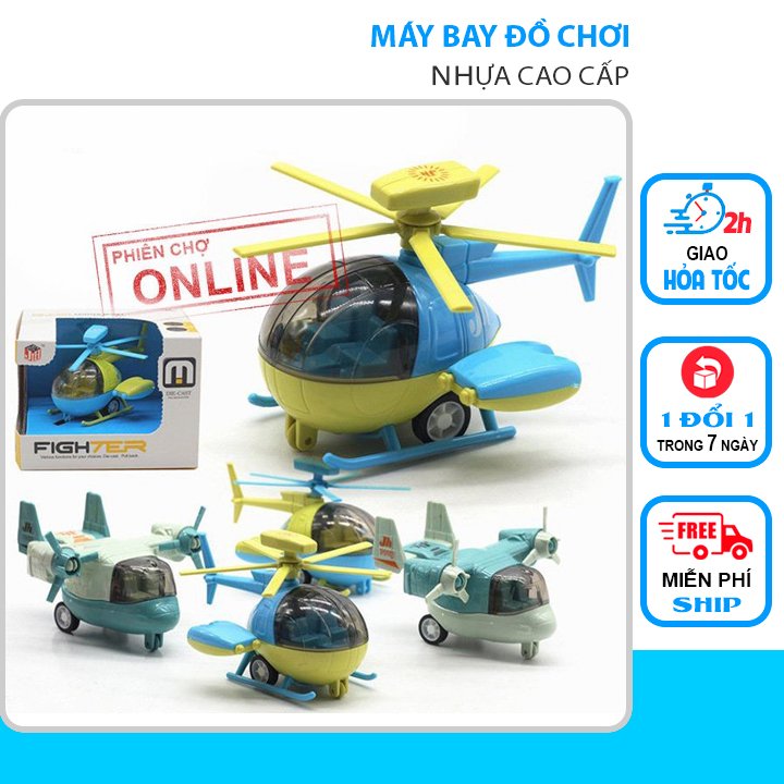 Máy bay trực thăng/chiến đấu bằng hợp kim phiên bản hoạt hình -có chức năng kéo lùi