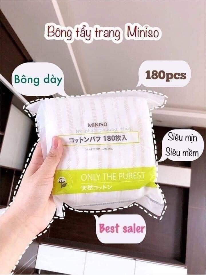 Bông Tẩy Trang Miniso - Bông Tẩy Trang Quốc Dân 180 miếng/ bịch siêu mềm , siêu dai