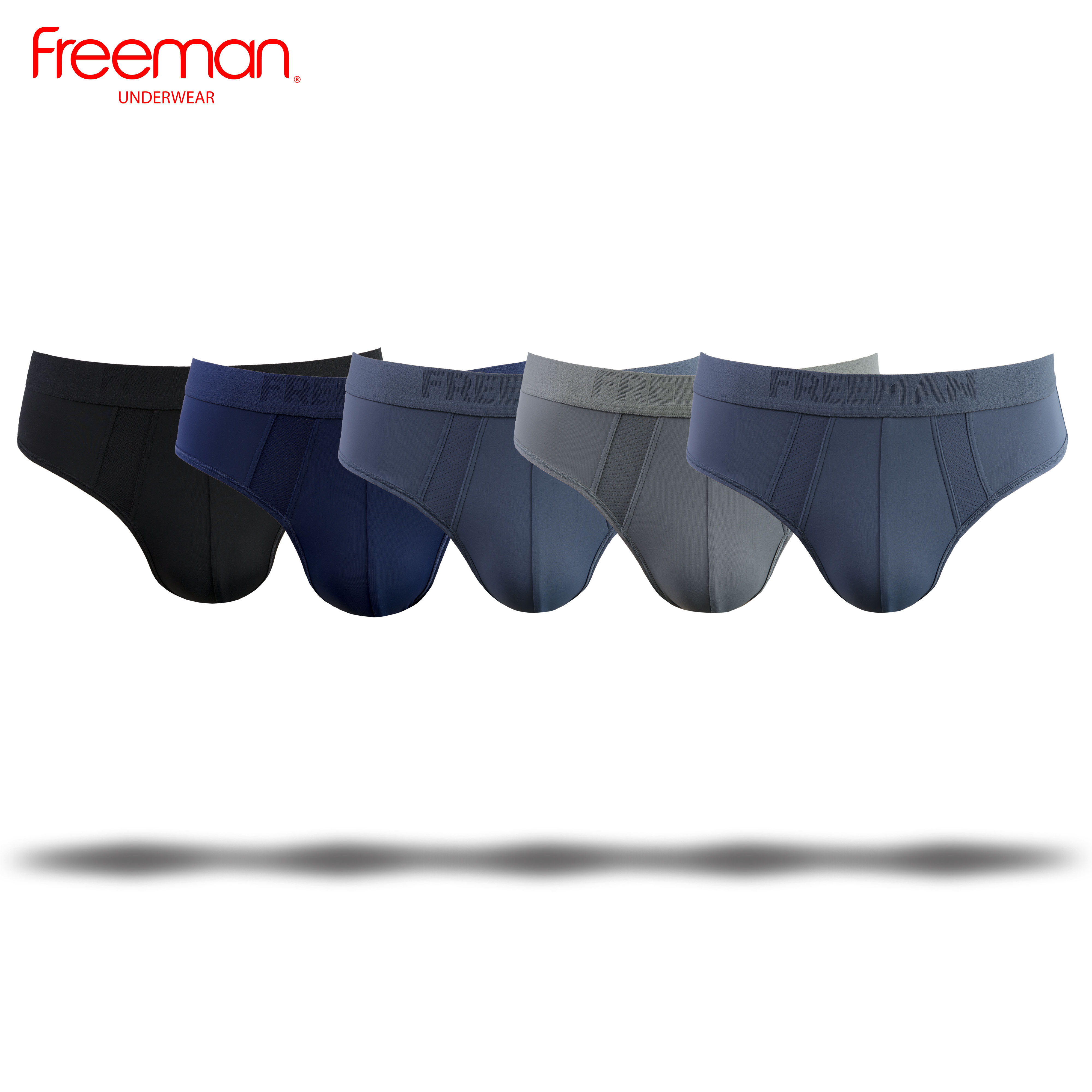 Quần lót nam thông hơi, thoáng khí phối thun lạnh cao cấp Freeman [Combo 5] 6058