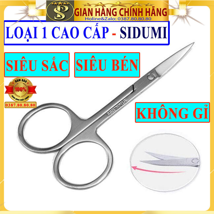 [ FreeShip - AUTHENTIC ] Kéo cắt lông mi đẹp đa năng cao cấp không gỉ/ Kéo cắt lông mũi, Kéo cắt lông mày siêu sắc, siêu bén - Kéo cắt mi giả, Kéo tỉa lông mi, tỉa lông mày, tỉa lông mũi - Kéo Sidumi Hàn quốc/ Store Pro
