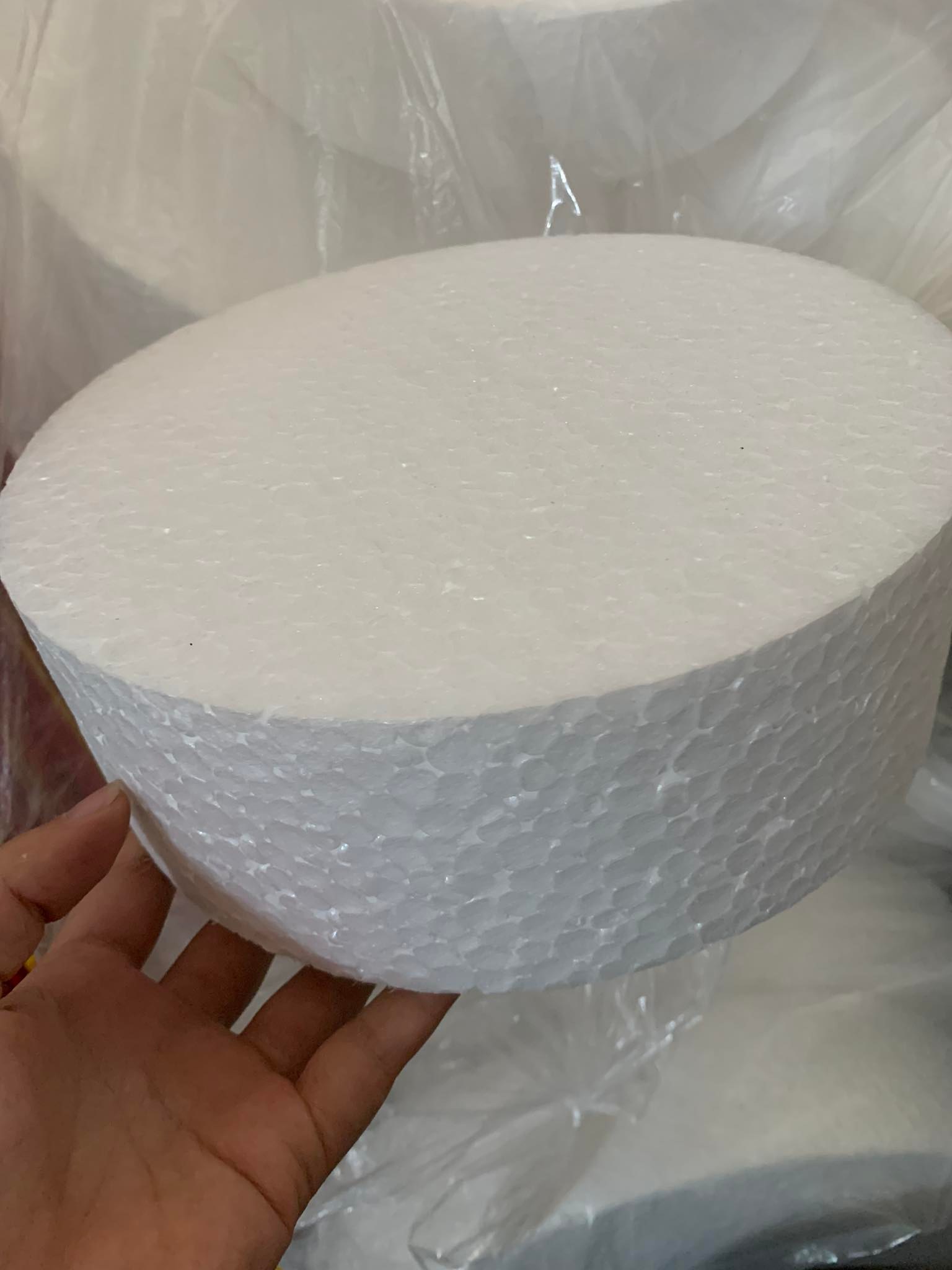 Xốp cốt bánh kem cao 8x22,5cm, cắm hoa sáp hoa giả, trang trí tráp ăn hỏi xốp tròn
