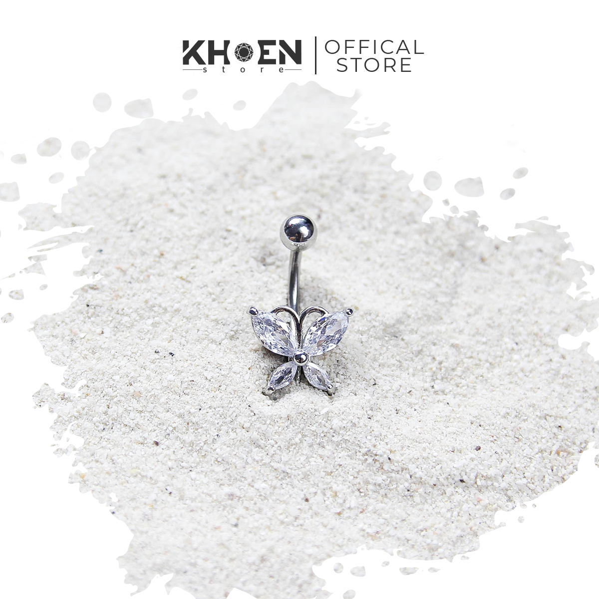 Khuyên Rốn Bướm bạc - Thép không gỉ - Khoen Store