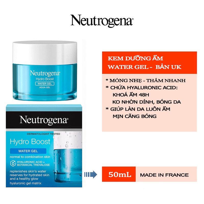 Kem Dưỡng Ẩm Cấp Nước Neutrogena Hydro Boost Water Gel mini 15g / 50gr VEGE ORGANIC Làm Mịn Và Tăng Độ Đàn Hồi Cho Da
