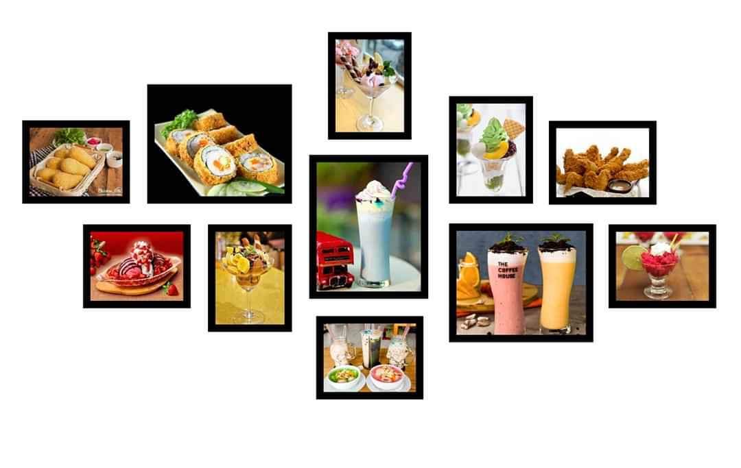 Bộ tranh fomex dán tường trang trí quán ăn vặt, trà sữa... 11 tấm