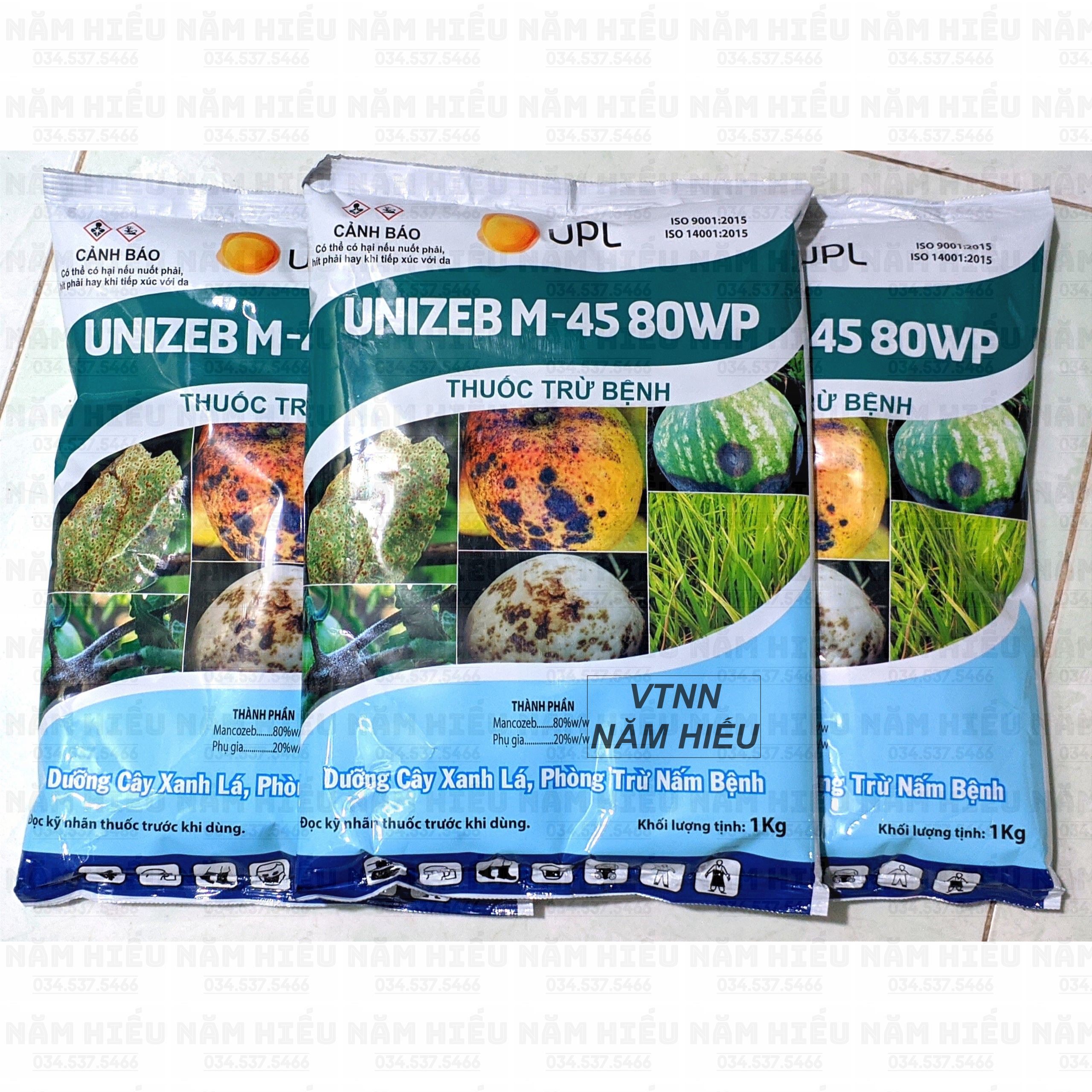 Mancozeb VÀNG ấn độ - UNIZEB 80WP 1Kg Thuốc trừ bệnh cho hoa mai, hoa lan, cây kiểng, cây ăn trái - Trừ bệnh vàng lá, rụng lá, rỉ sắt, thán thư, chết nhanh, sương mai
