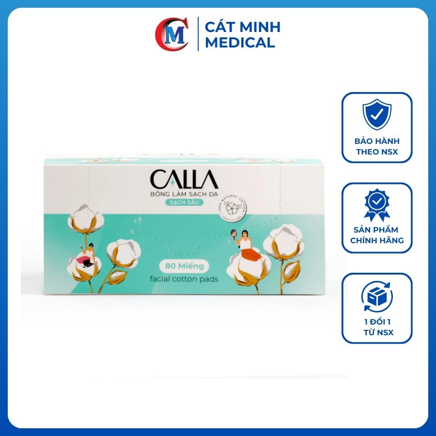 Bông tẩy trang làm sạch da Bông Bạch Tuyết Calla Sạch Sâu (80 miếng/hộp)