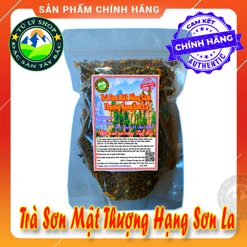 Trà sơn mật hồng sâm thượng hạng sơn la túi zipper 450g - trà hồng sâm nhật nguyên