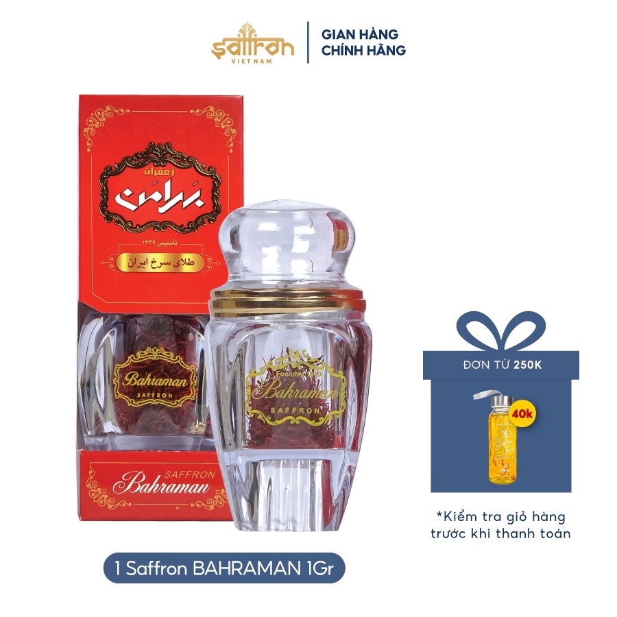 【Mới】 1.0 Gr Saffron Bahraman GEM Super Negin Nhụy hoa nghệ tây chính hãng Iran