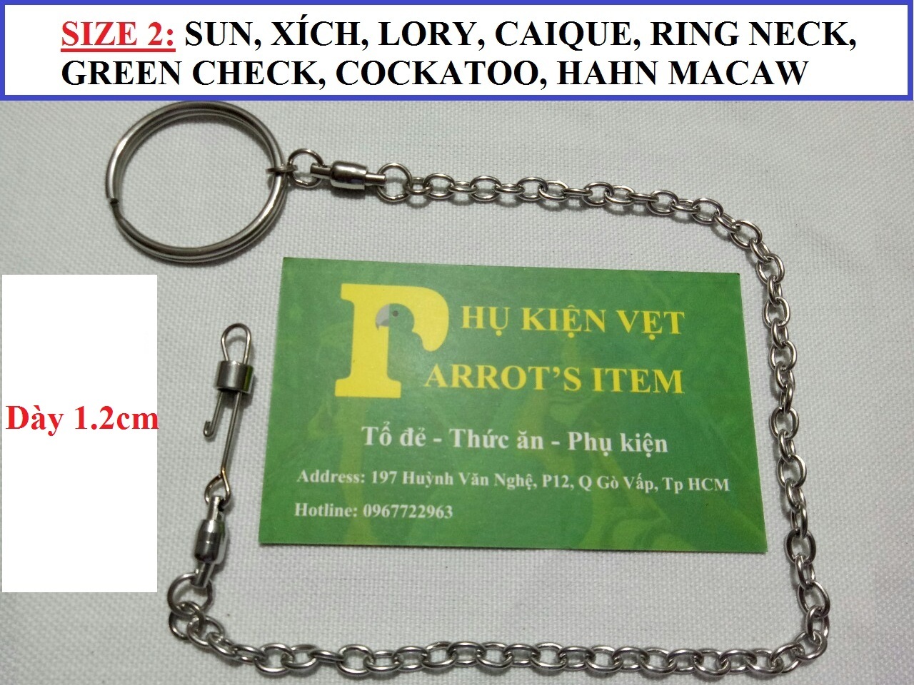 COMBO XÍCH CHỐNG XOẮN CAO CẤP (DÀY 1.2CM) NHẬP KHẨU VÀ VÒNG CHÂN CHO TẤT CẢ CÁC DÒNG VẸT